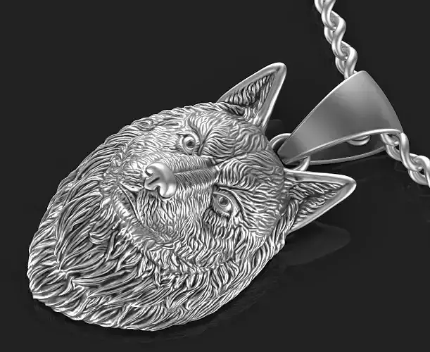 Wolf pendant Silver Gold  Print