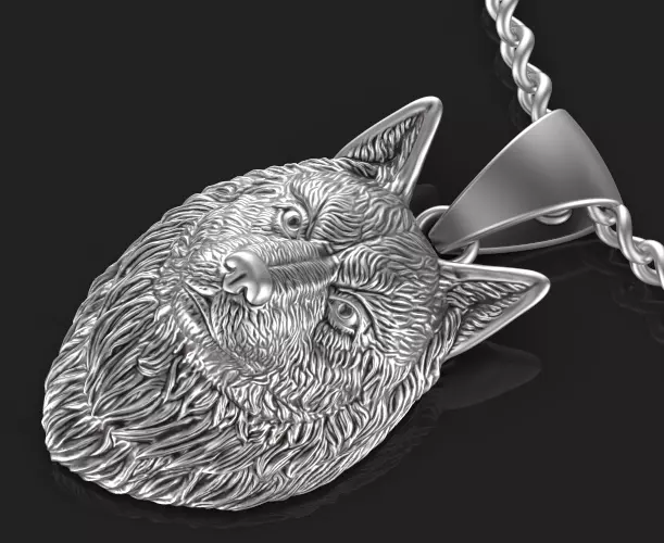 Wolf pendant Silver Gold  Print 3D print model_0