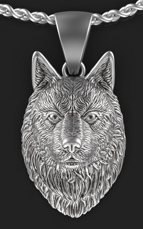Wolf pendant Silver Gold  Print 3D print model_1