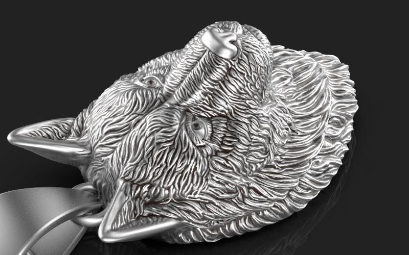 Wolf pendant Silver Gold  Print 3D print model_2