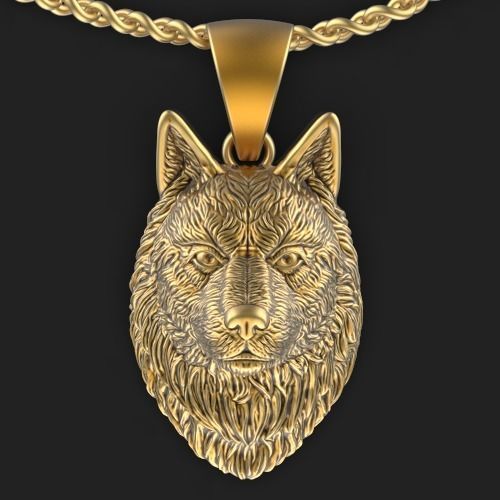 Wolf pendant Silver Gold  Print 3D print model_4