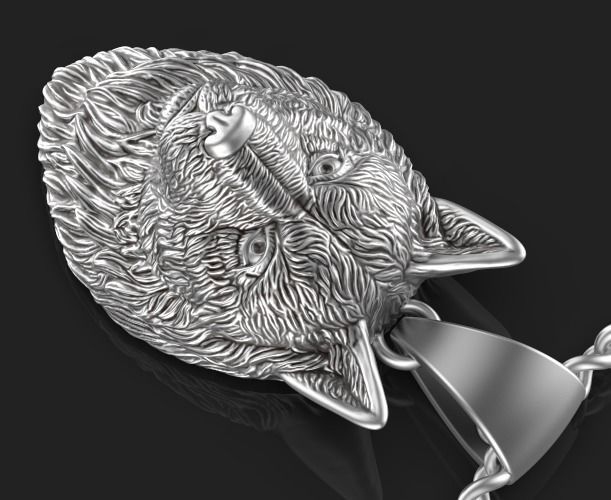 Wolf pendant Silver Gold  Print 3D print model_3