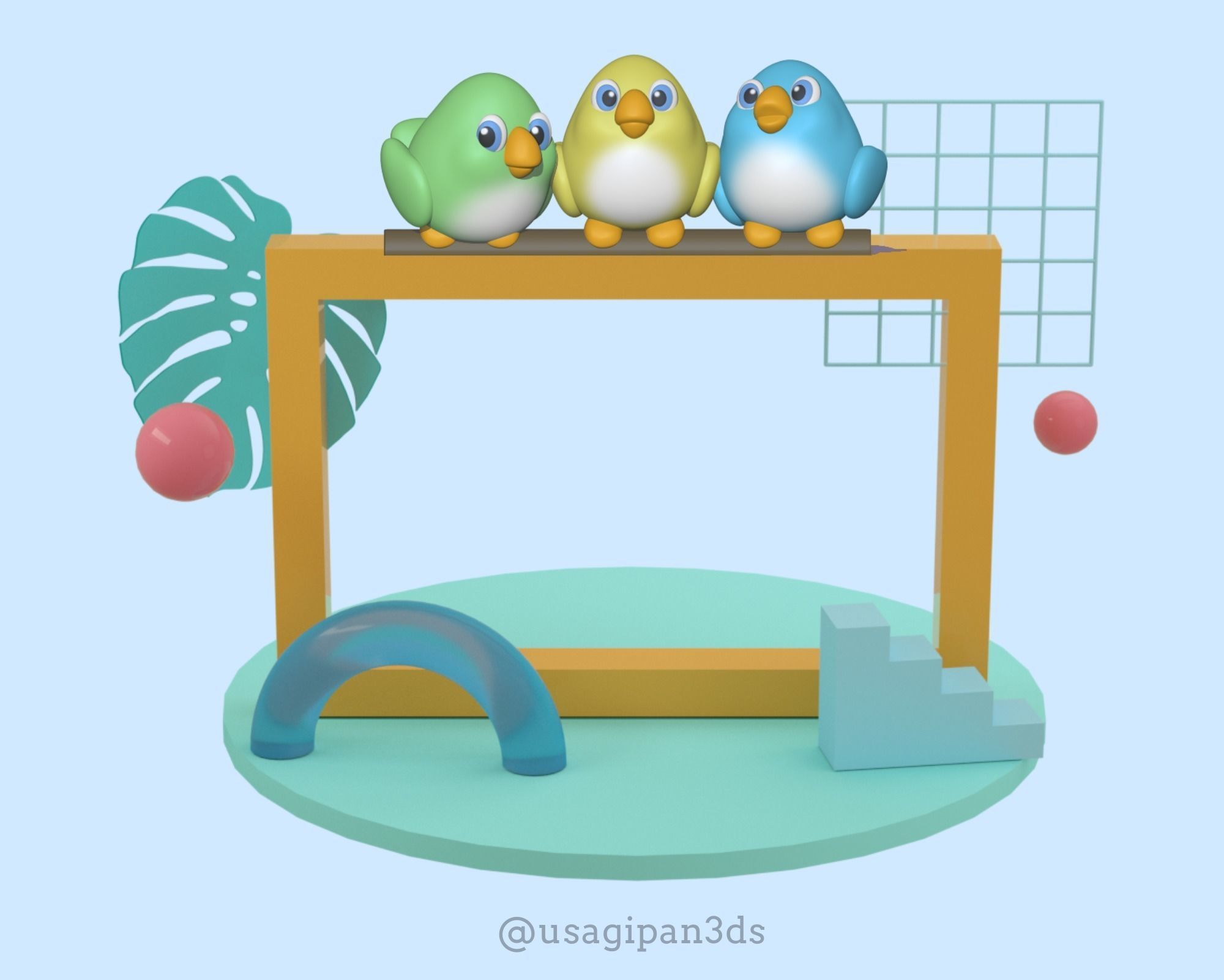 Cute birds to decorate your garden 3D print model_2