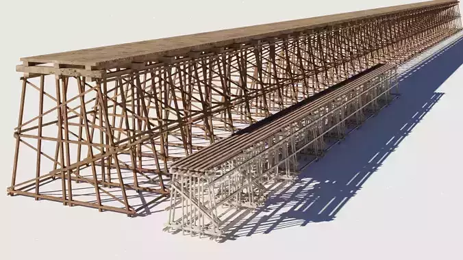 Two models 3D Wood trestle bridge  3D Model Collection