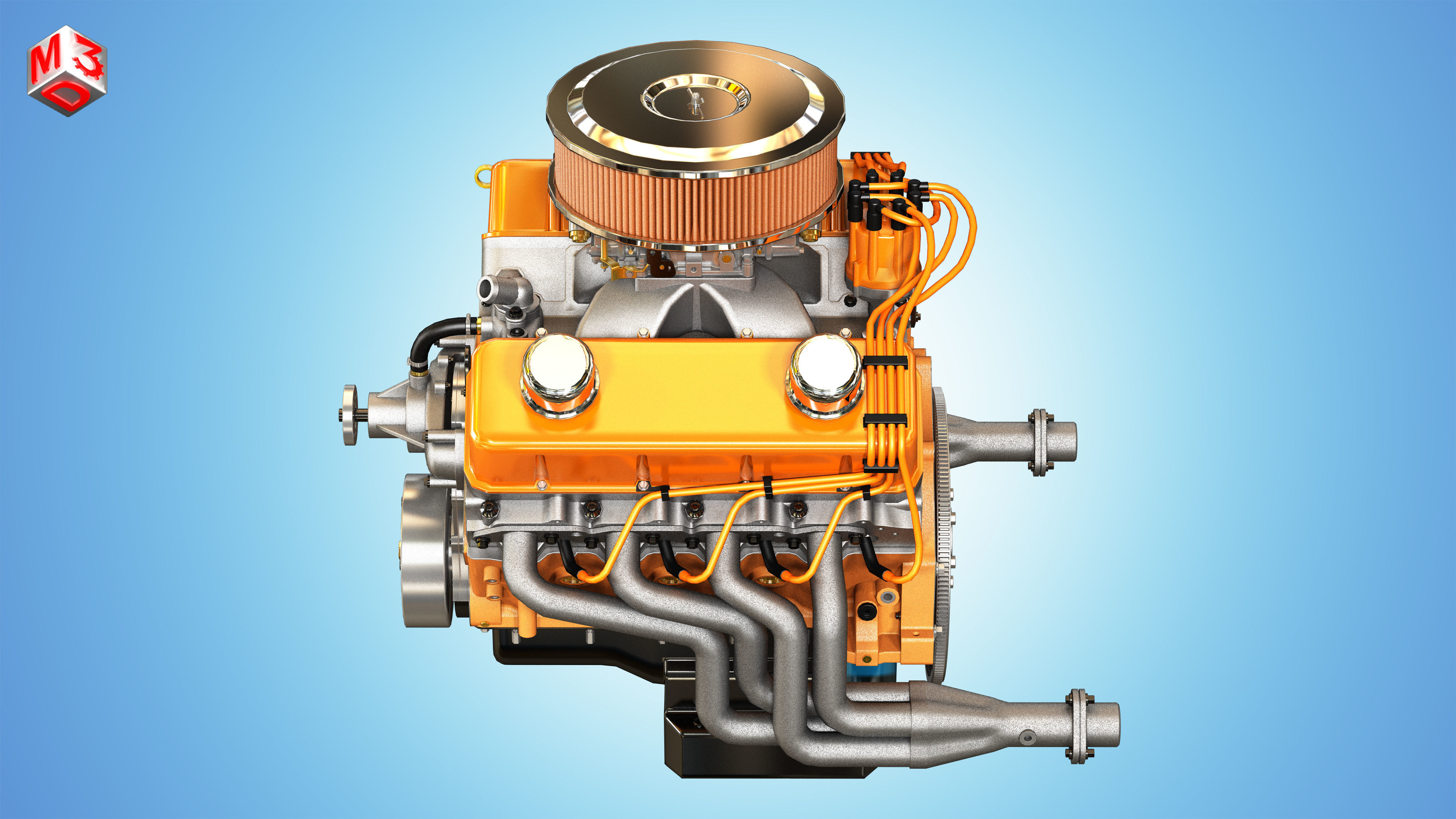 Muscle Car Engine - V8 Muscle Engine  Low-poly 3D model_11