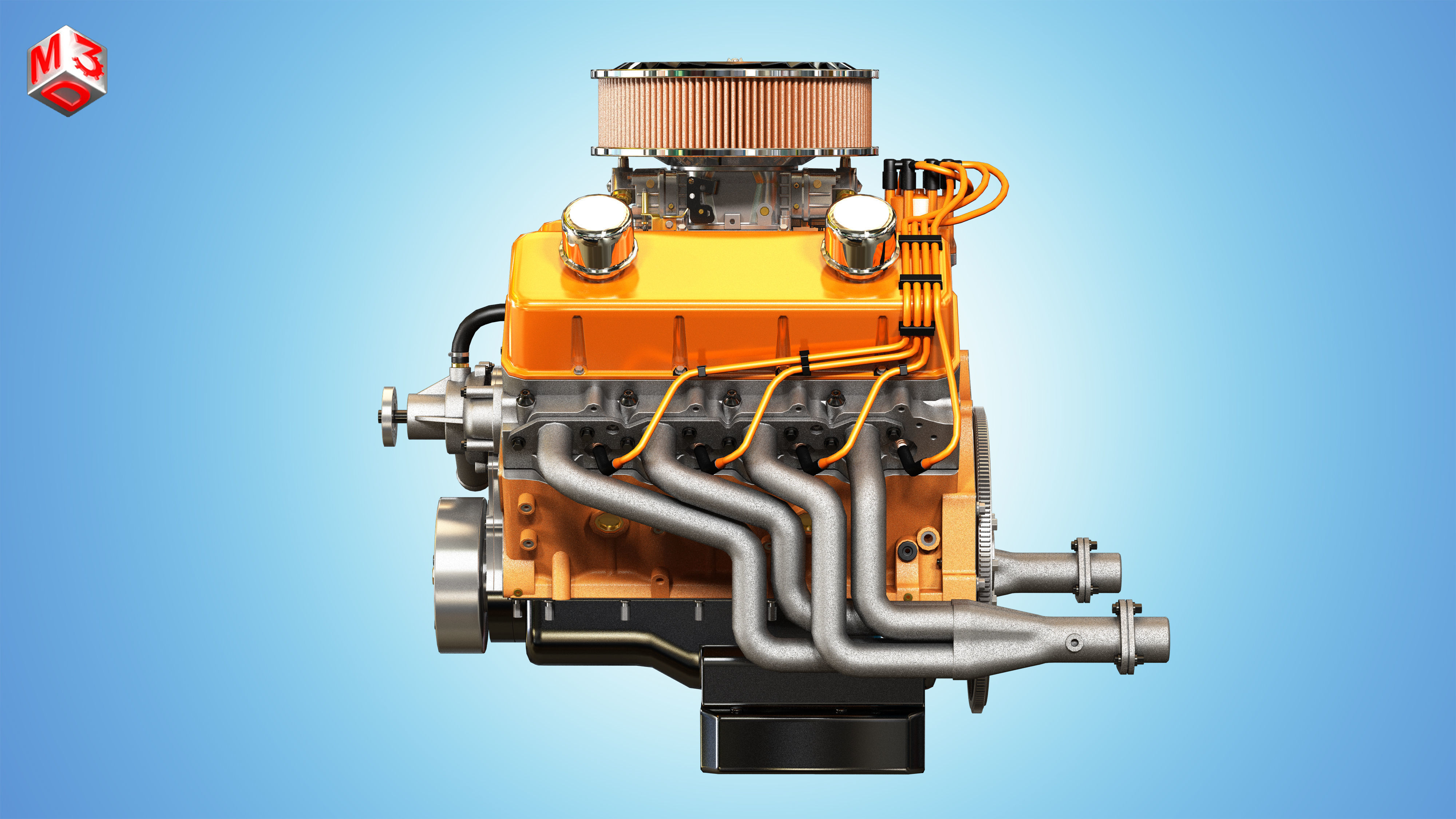 Muscle Car Engine - V8 Muscle Engine  Low-poly 3D model_5