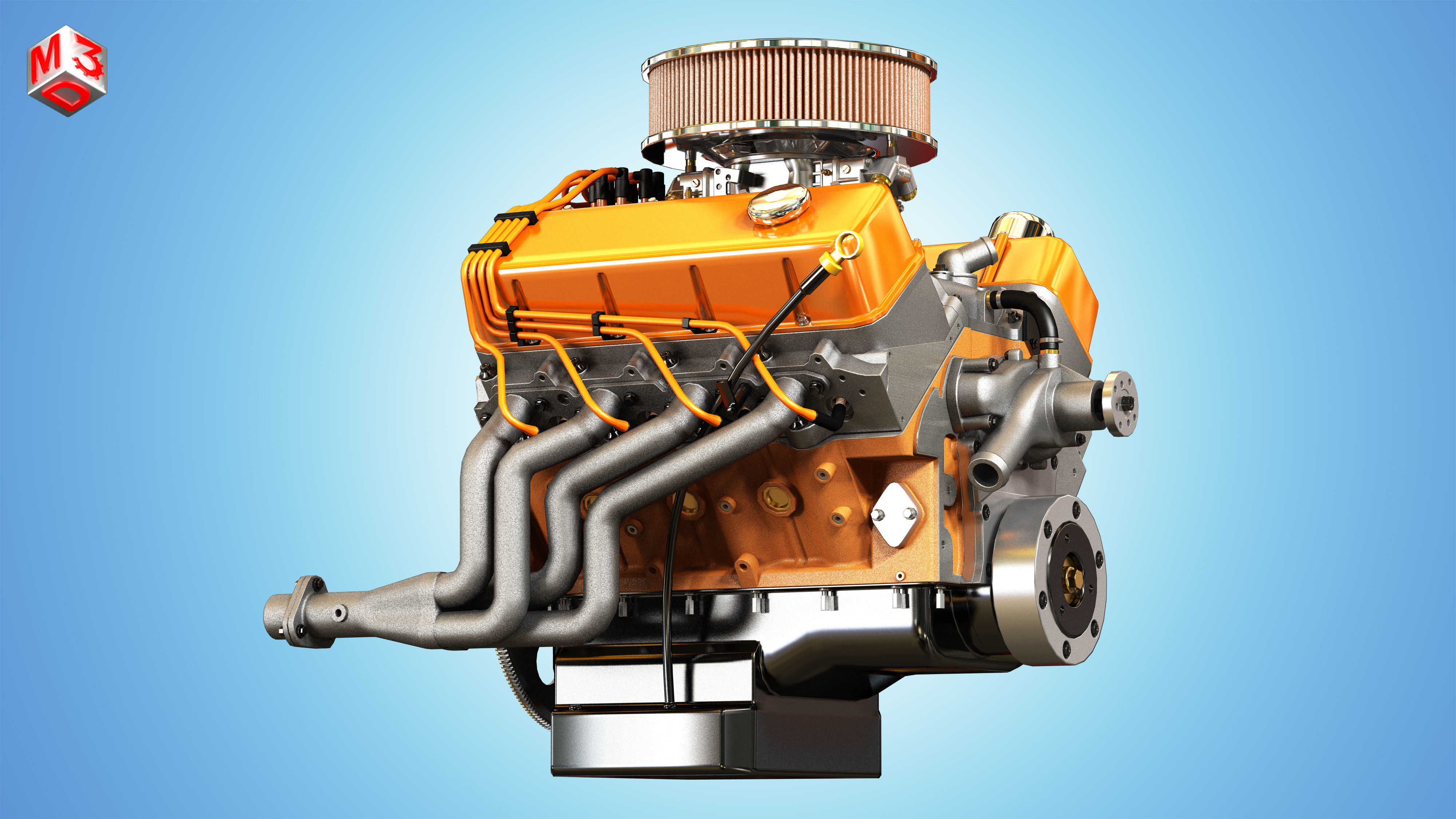 Muscle Car Engine - V8 Muscle Engine  Low-poly 3D model_9