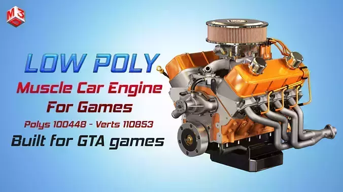 Muscle Car Engine - V8 Muscle Engine  Low-poly 3D model