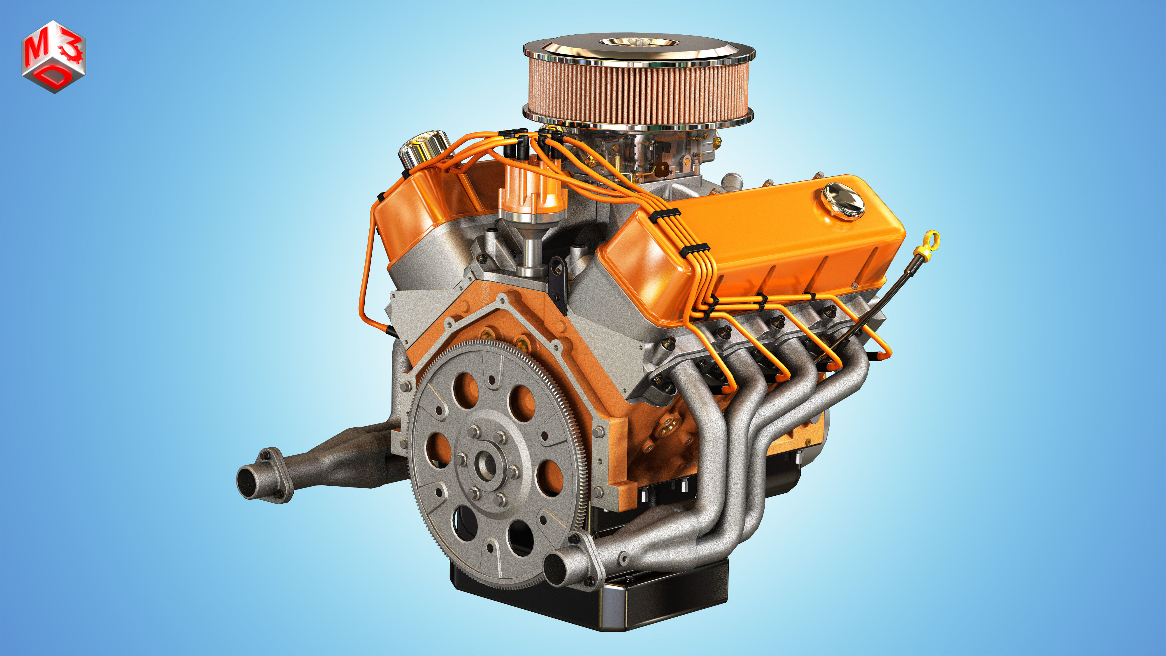 Muscle Car Engine - V8 Muscle Engine  Low-poly 3D model_2