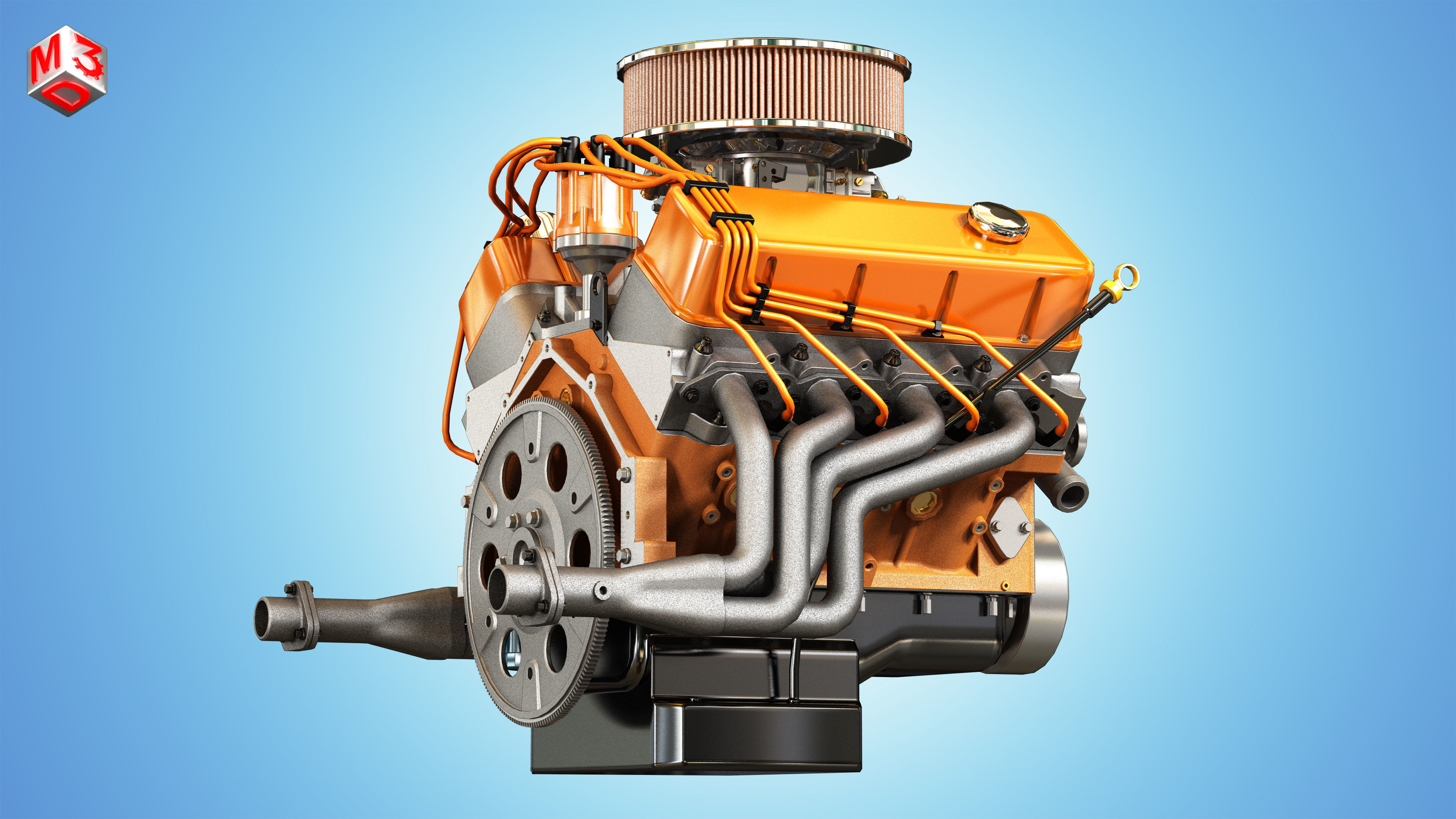 Muscle Car Engine - V8 Muscle Engine  Low-poly 3D model_8