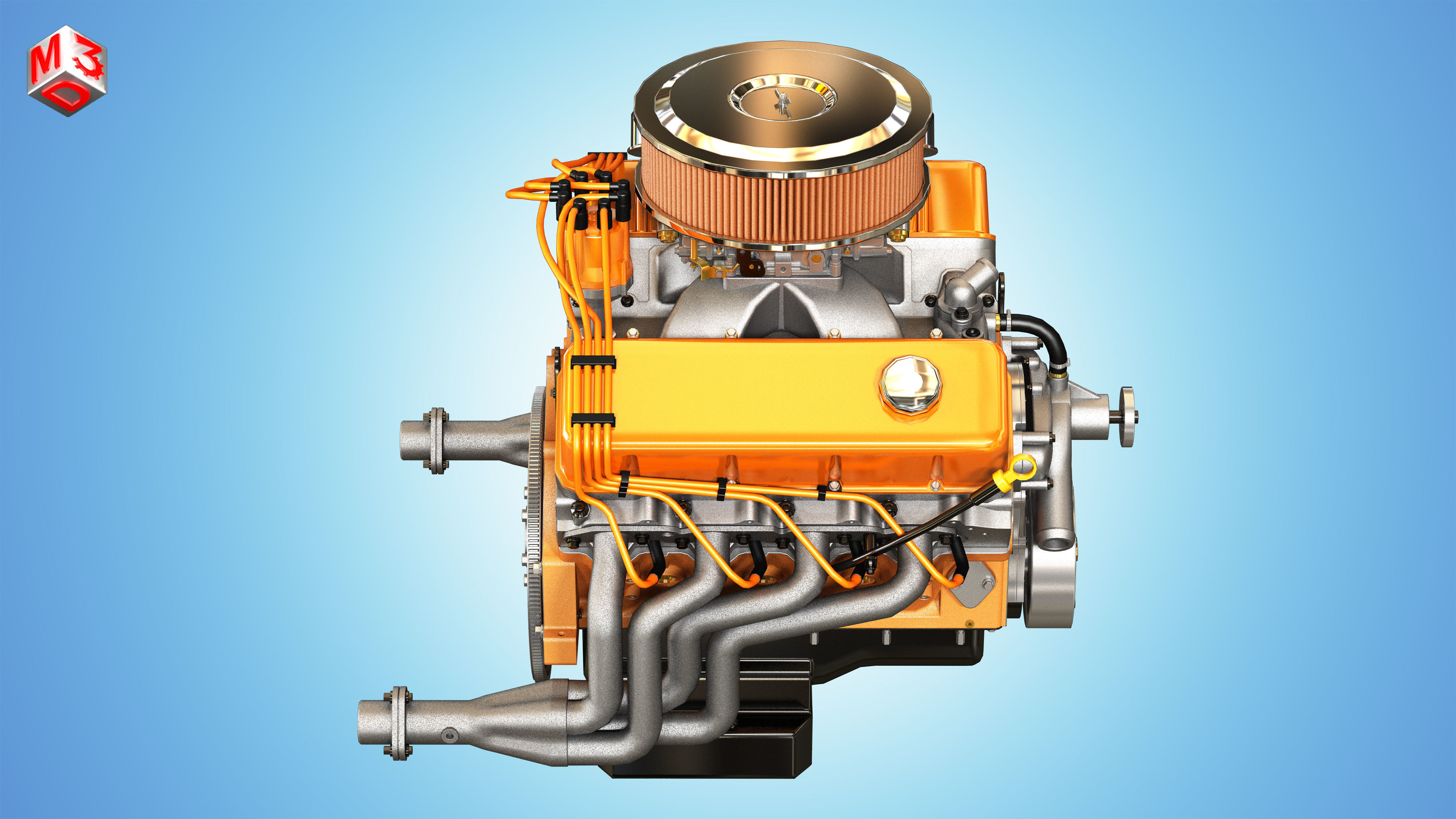 Muscle Car Engine - V8 Muscle Engine  Low-poly 3D model_12