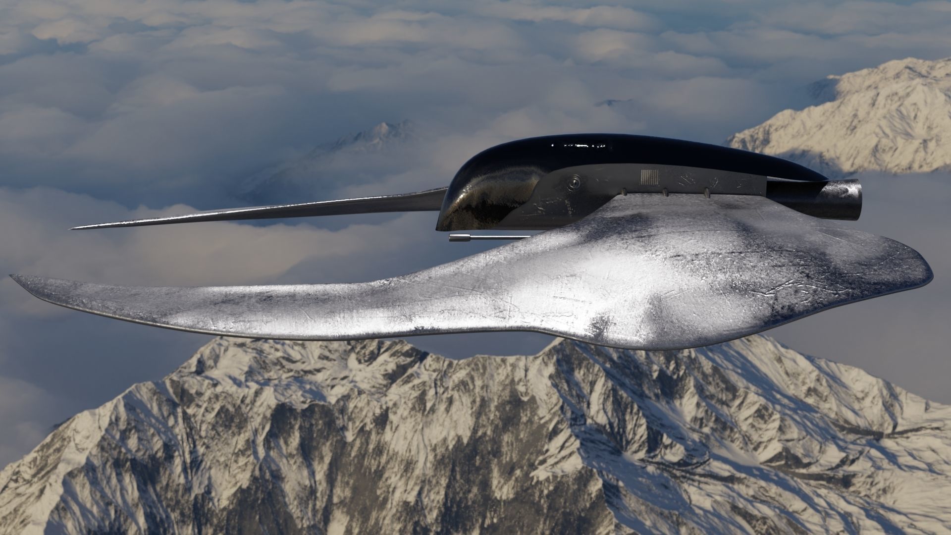 Spaceship 3D model Low poly hovercraft Low-poly 3D model_5