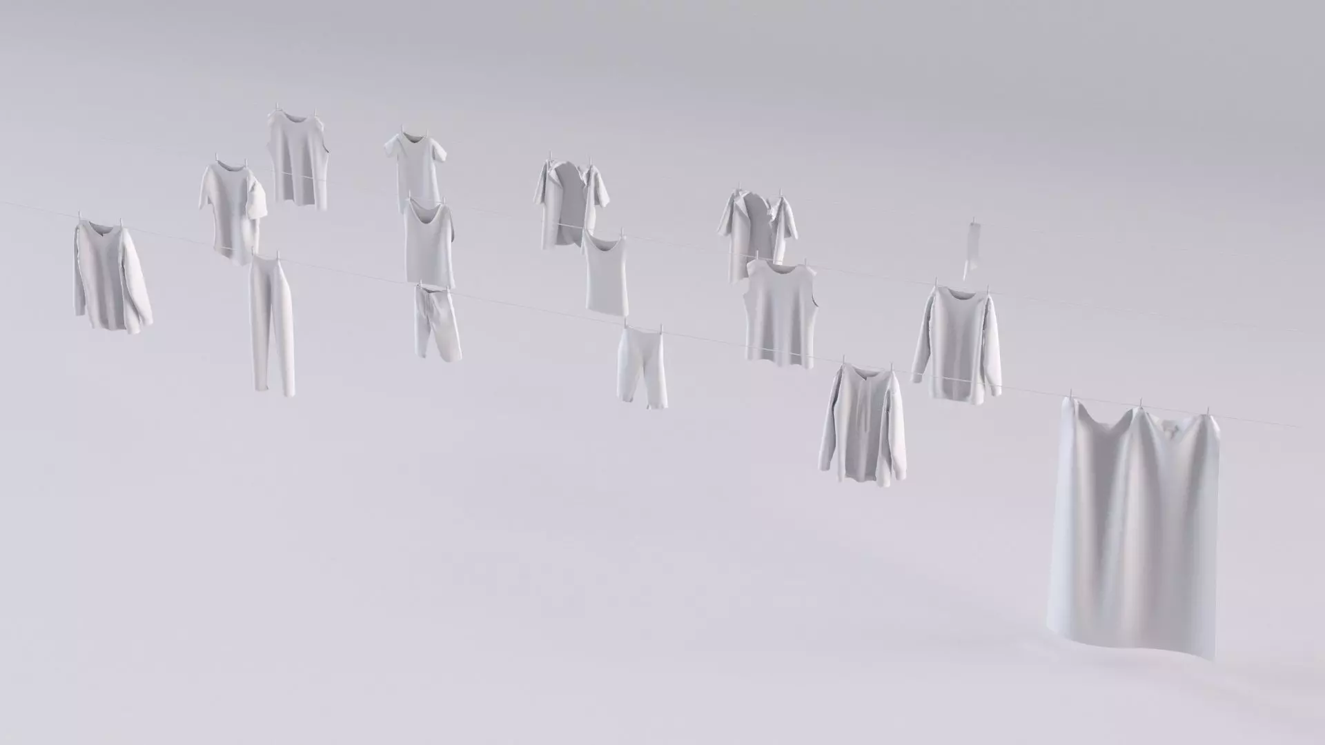 16 clothes hanging collection 3D model