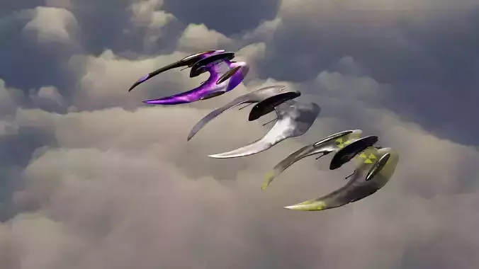 3 Spaceship 3D models Low poly 3D Model Collection