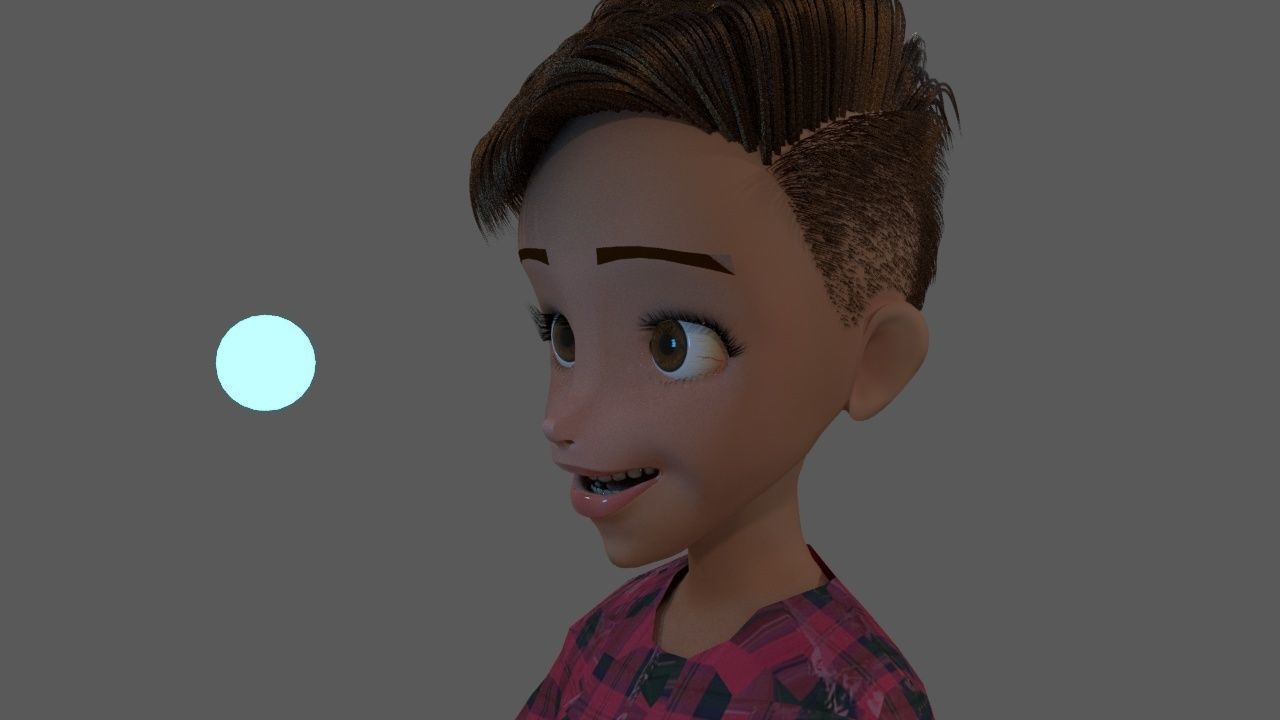 dakota cartoon girl in plaid shorts Free low-poly 3D model_10