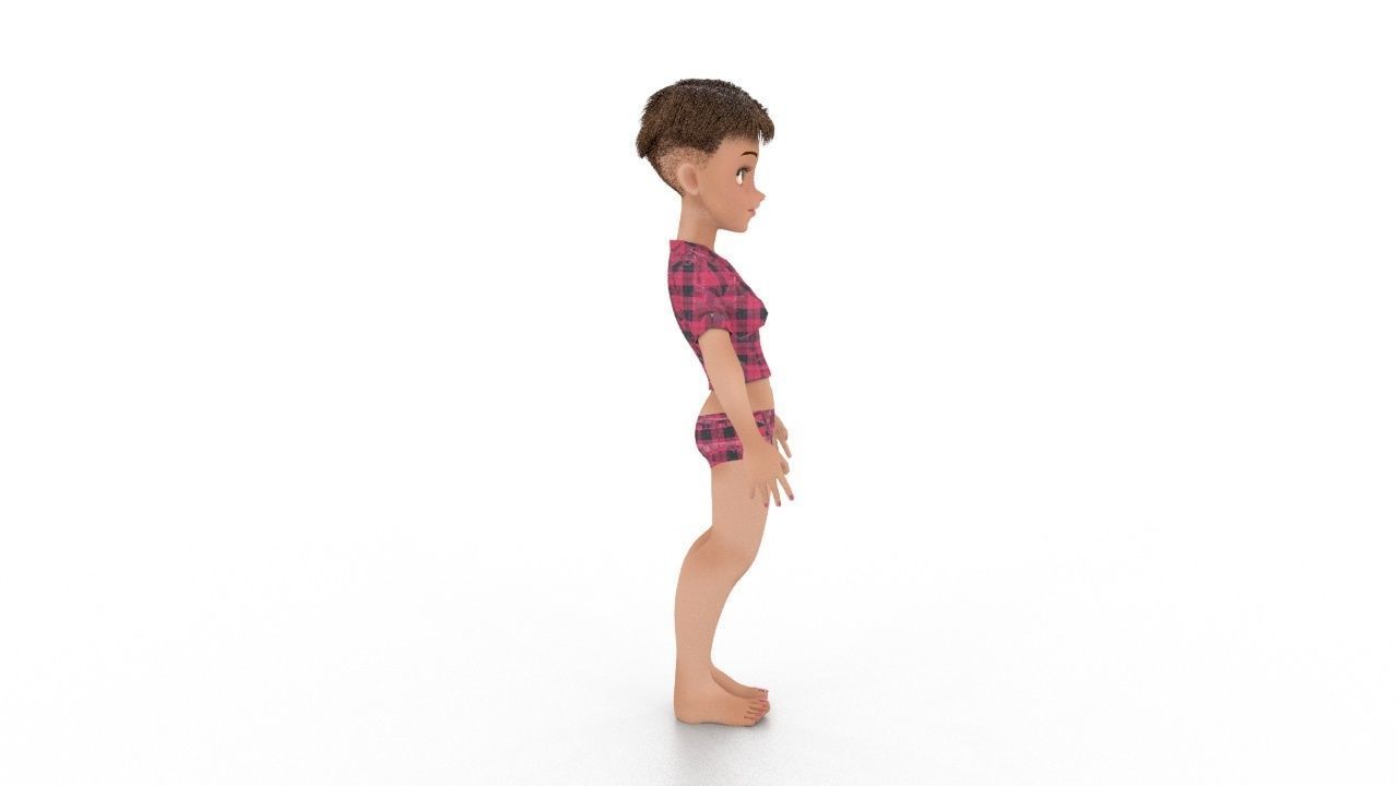dakota cartoon girl in plaid shorts Free low-poly 3D model_6