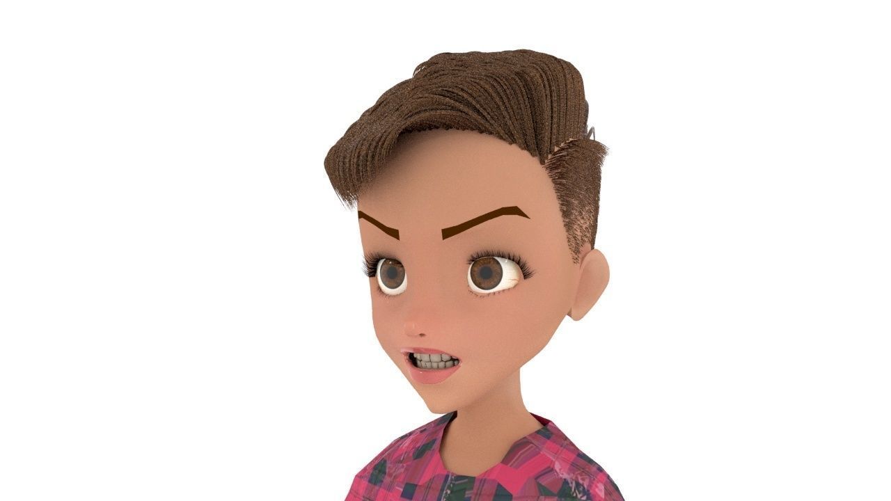 dakota cartoon girl in plaid shorts Free low-poly 3D model_7