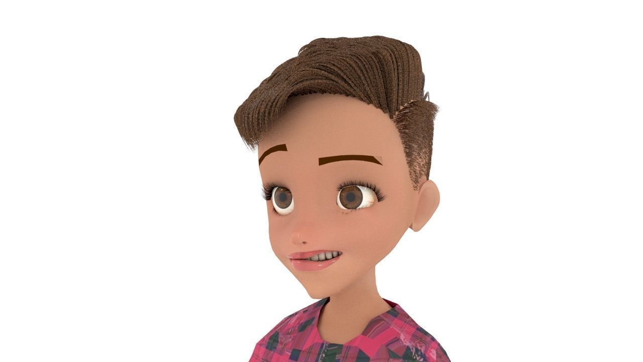 dakota cartoon girl in plaid shorts Free low-poly 3D model_8