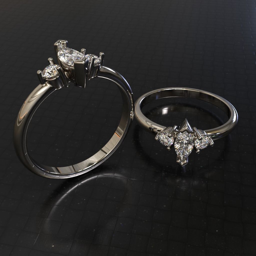 Engagement diamond ring Marquise ready for print 3D print model_4