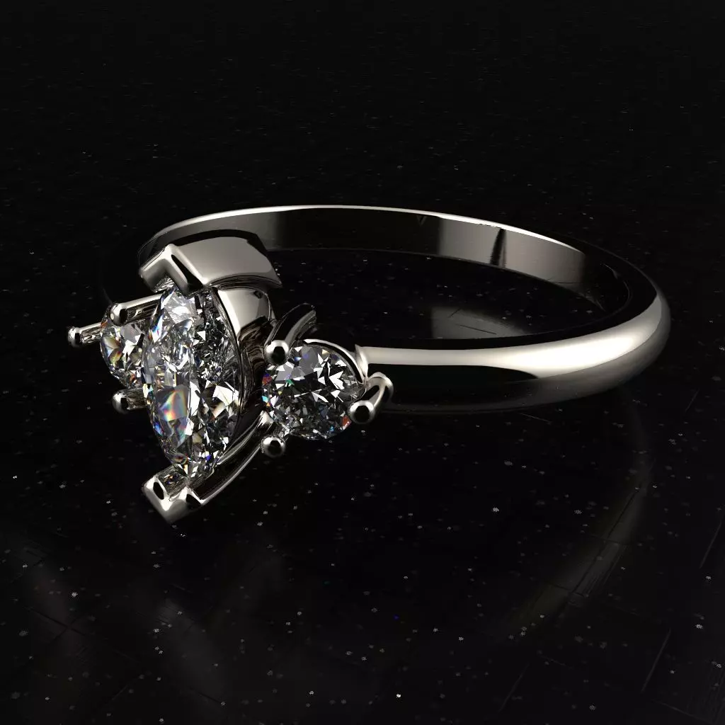 Engagement diamond ring Marquise ready for print 3D print model_0
