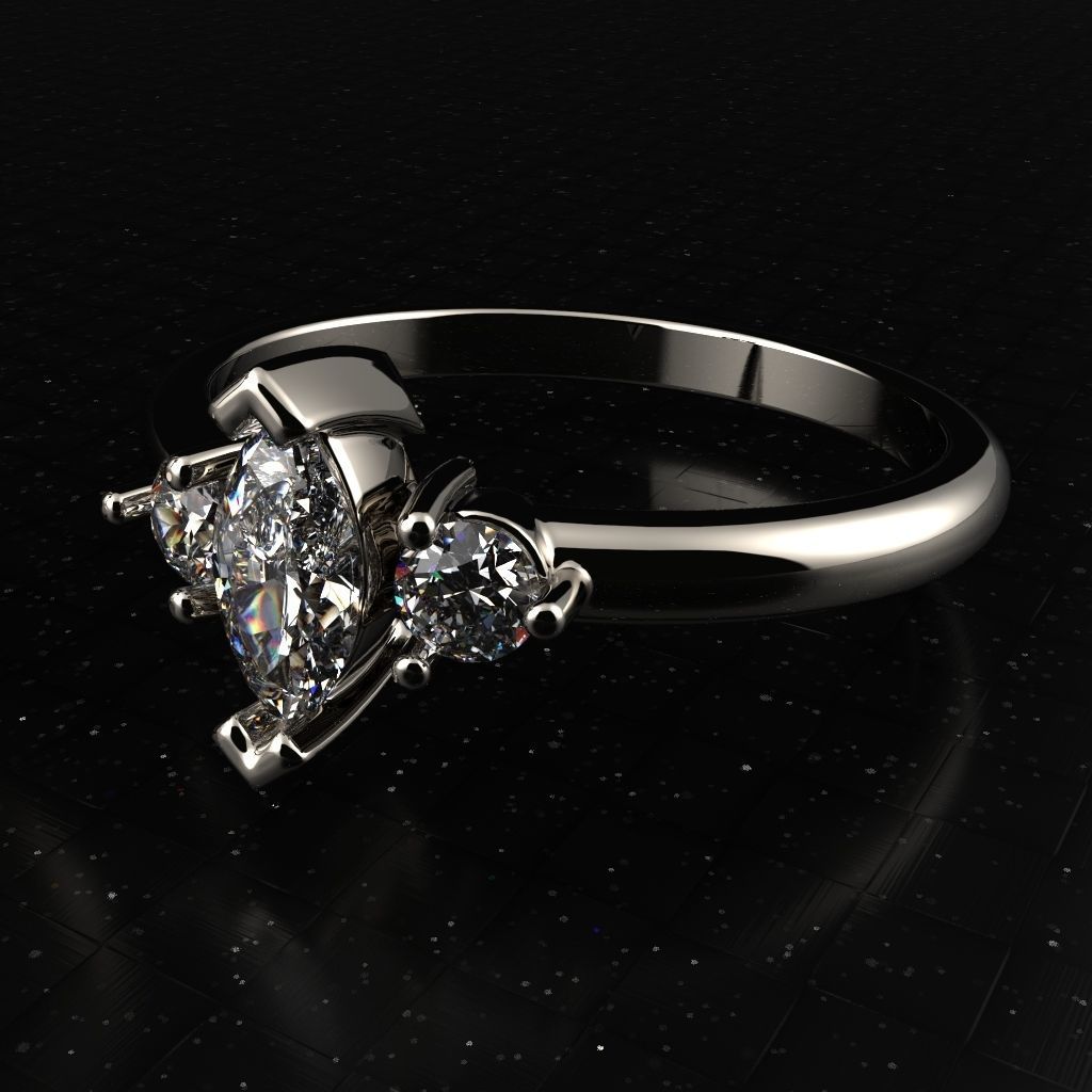 Engagement diamond ring Marquise ready for print 3D print model_1