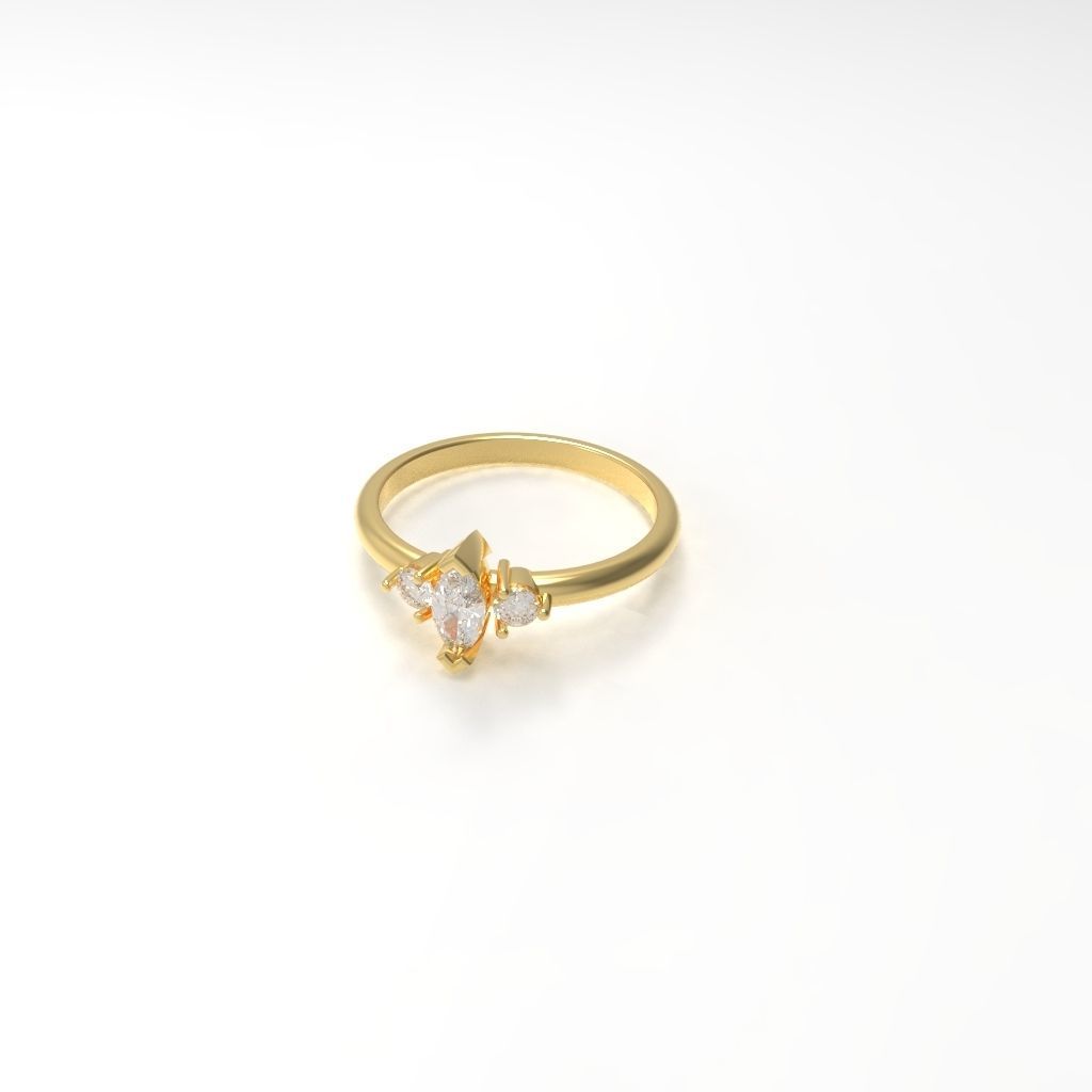 Engagement diamond ring Marquise ready for print 3D print model_8