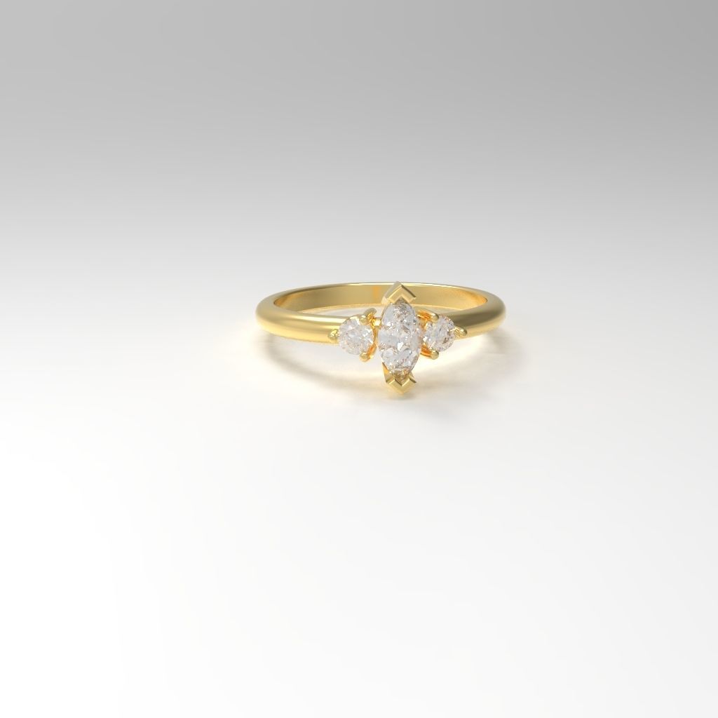 Engagement diamond ring Marquise ready for print 3D print model_9