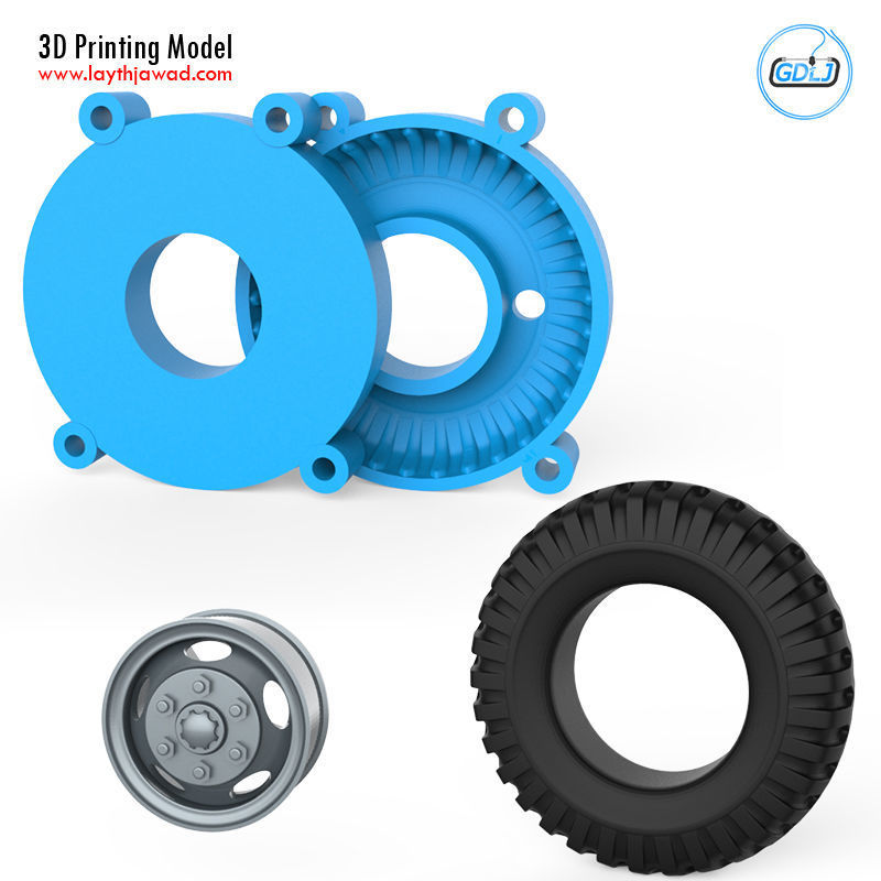 Truck Tire Mold With Wheel 3D print model_1