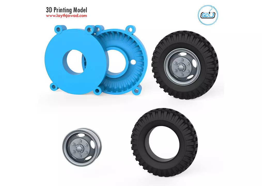 Truck Tire Mold With Wheel 3D print model_0