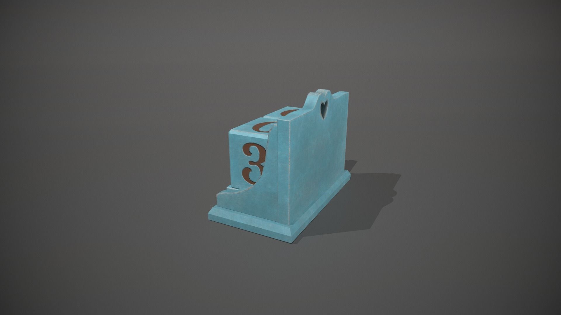 Light Blue Perpetual Wooden Block Calendar Low-poly 3D model_8