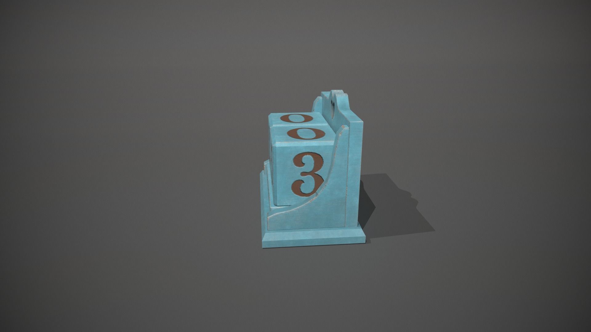 Light Blue Perpetual Wooden Block Calendar Low-poly 3D model_9