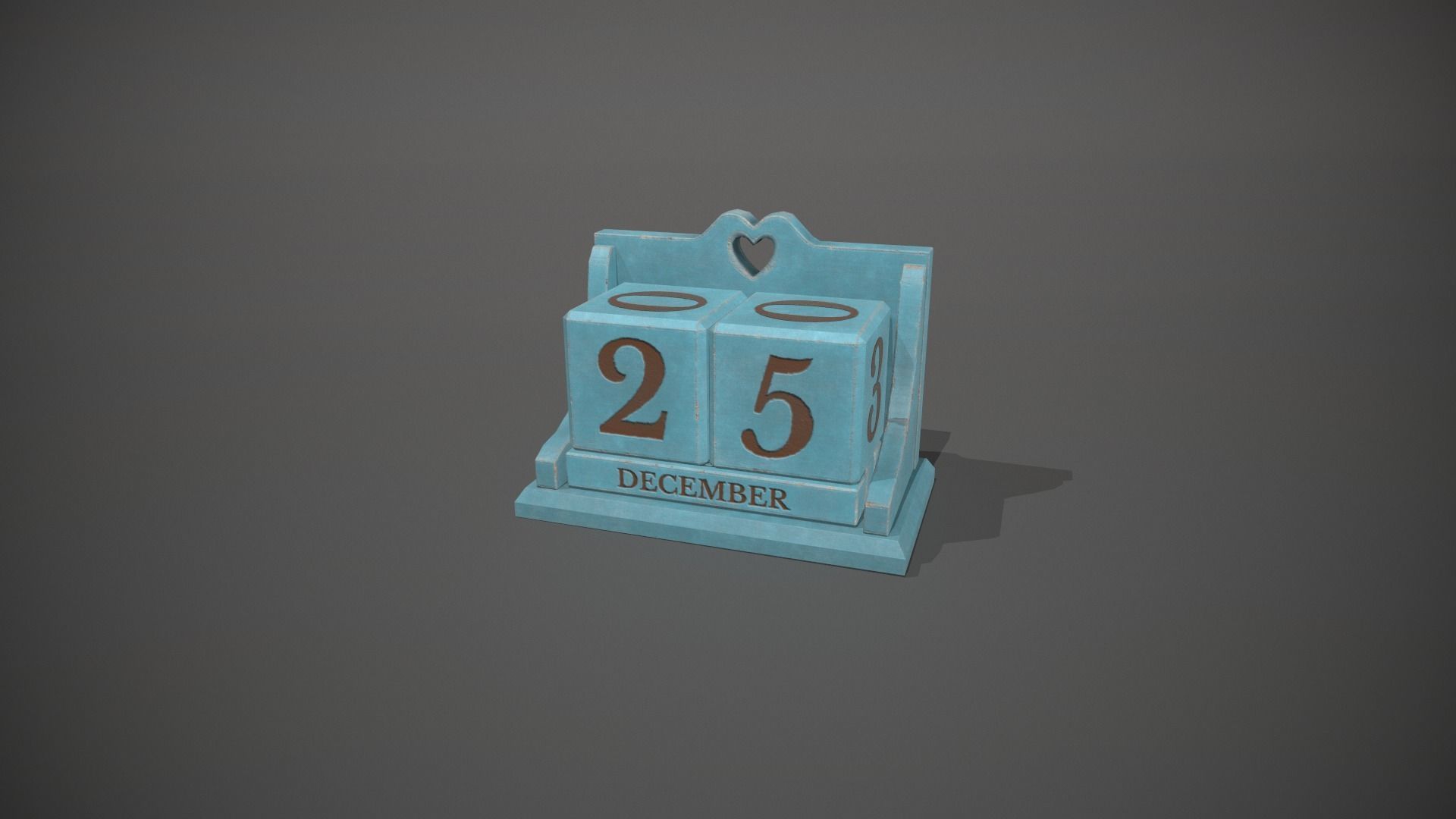 Light Blue Perpetual Wooden Block Calendar Low-poly 3D model_11