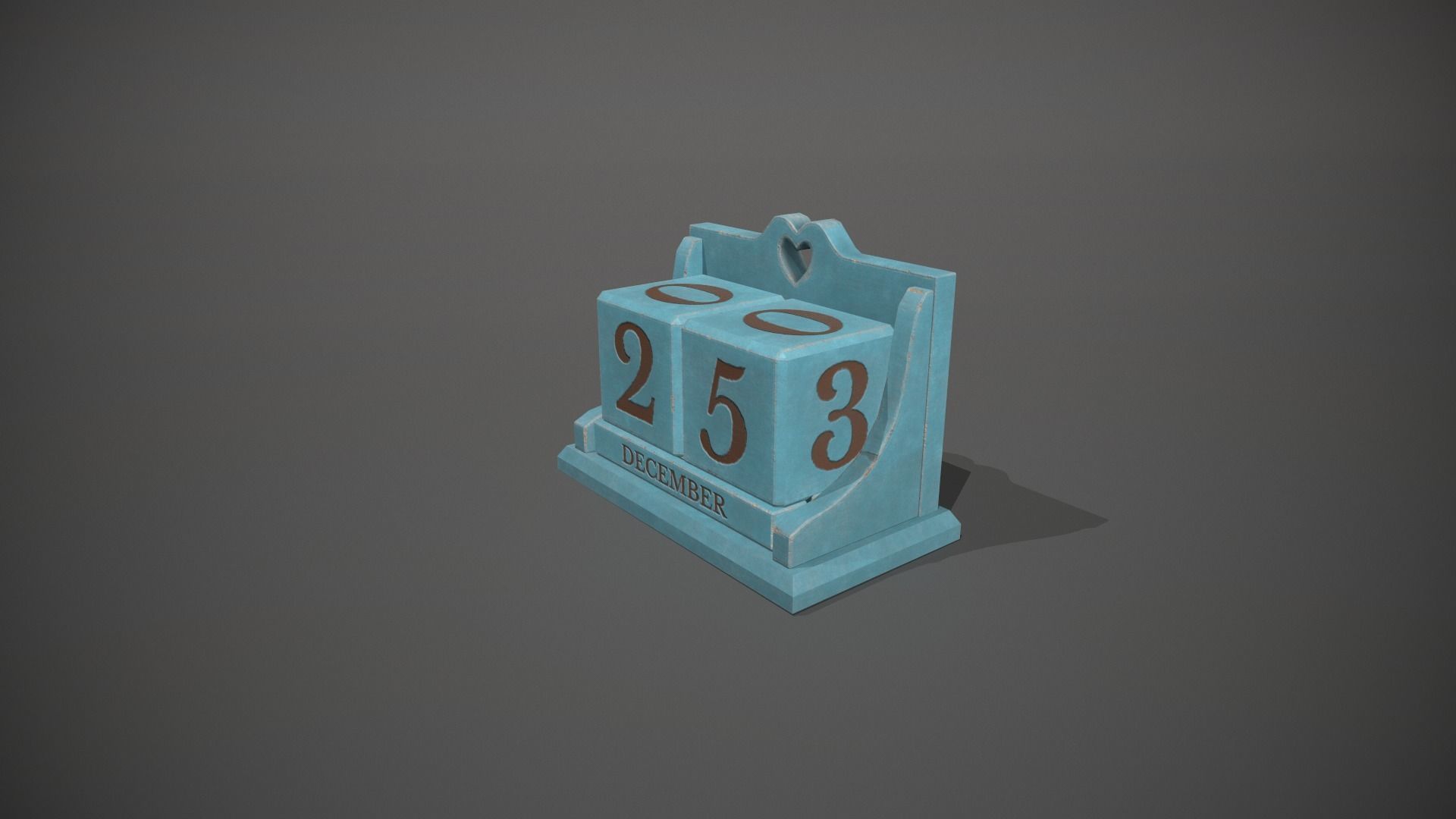 Light Blue Perpetual Wooden Block Calendar Low-poly 3D model_10