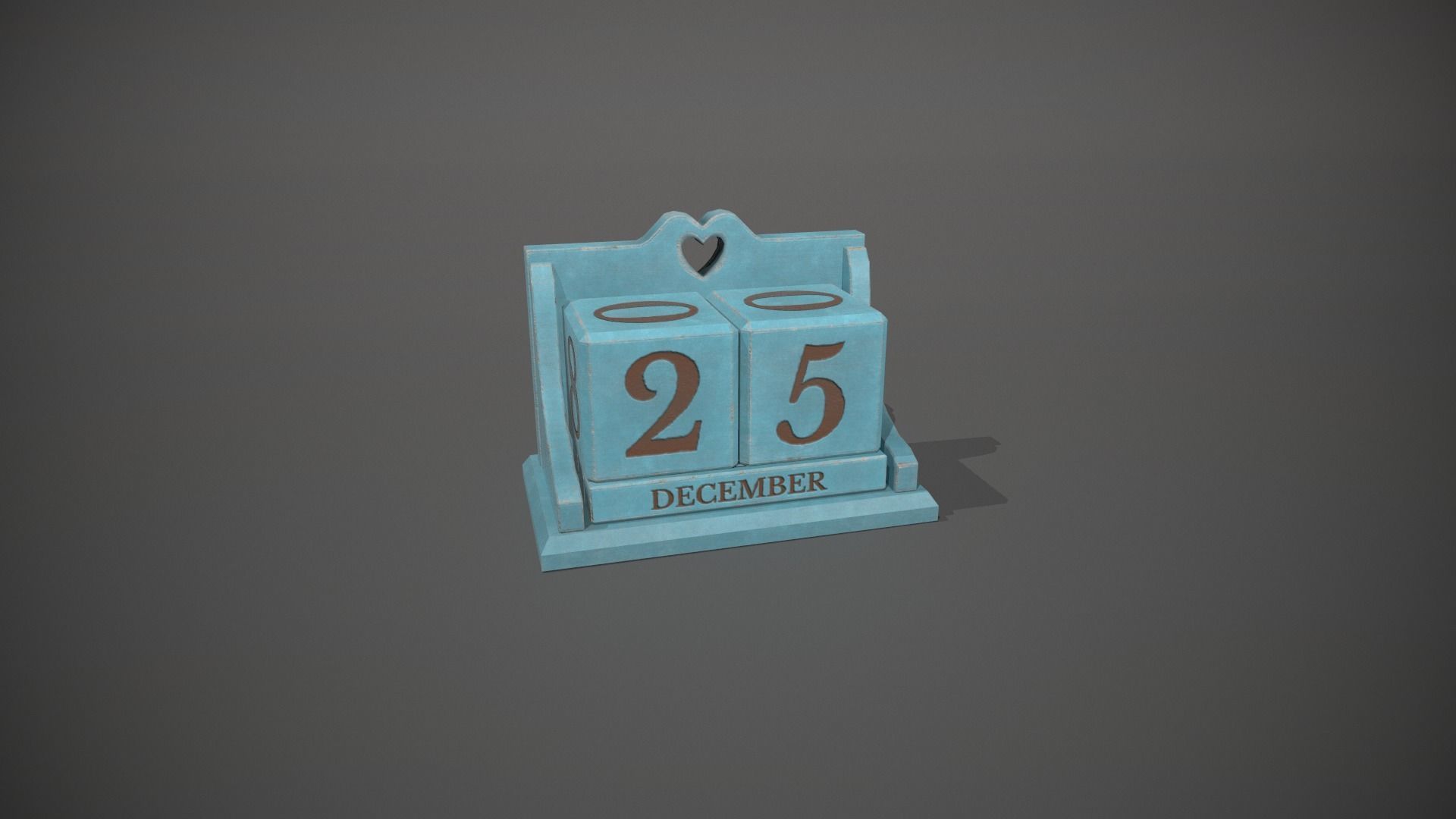 Light Blue Perpetual Wooden Block Calendar Low-poly 3D model_12