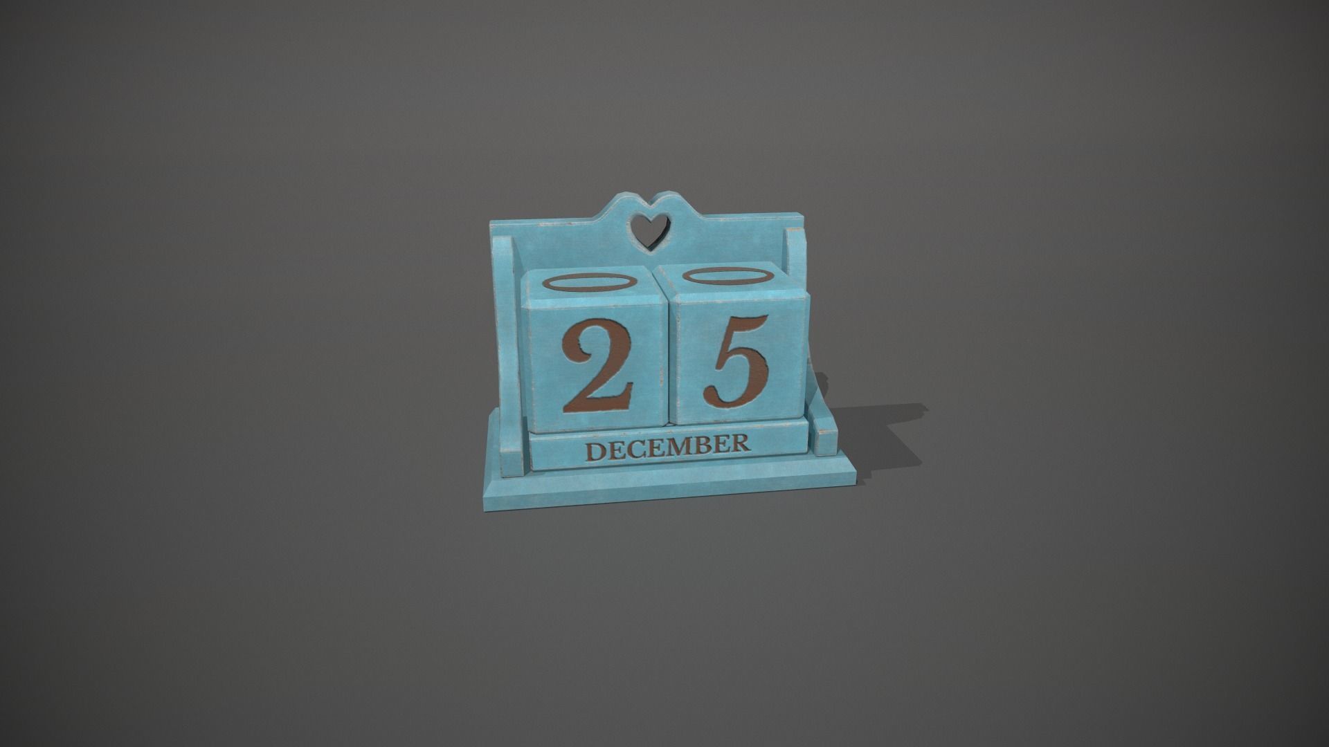 Light Blue Perpetual Wooden Block Calendar Low-poly 3D model_1