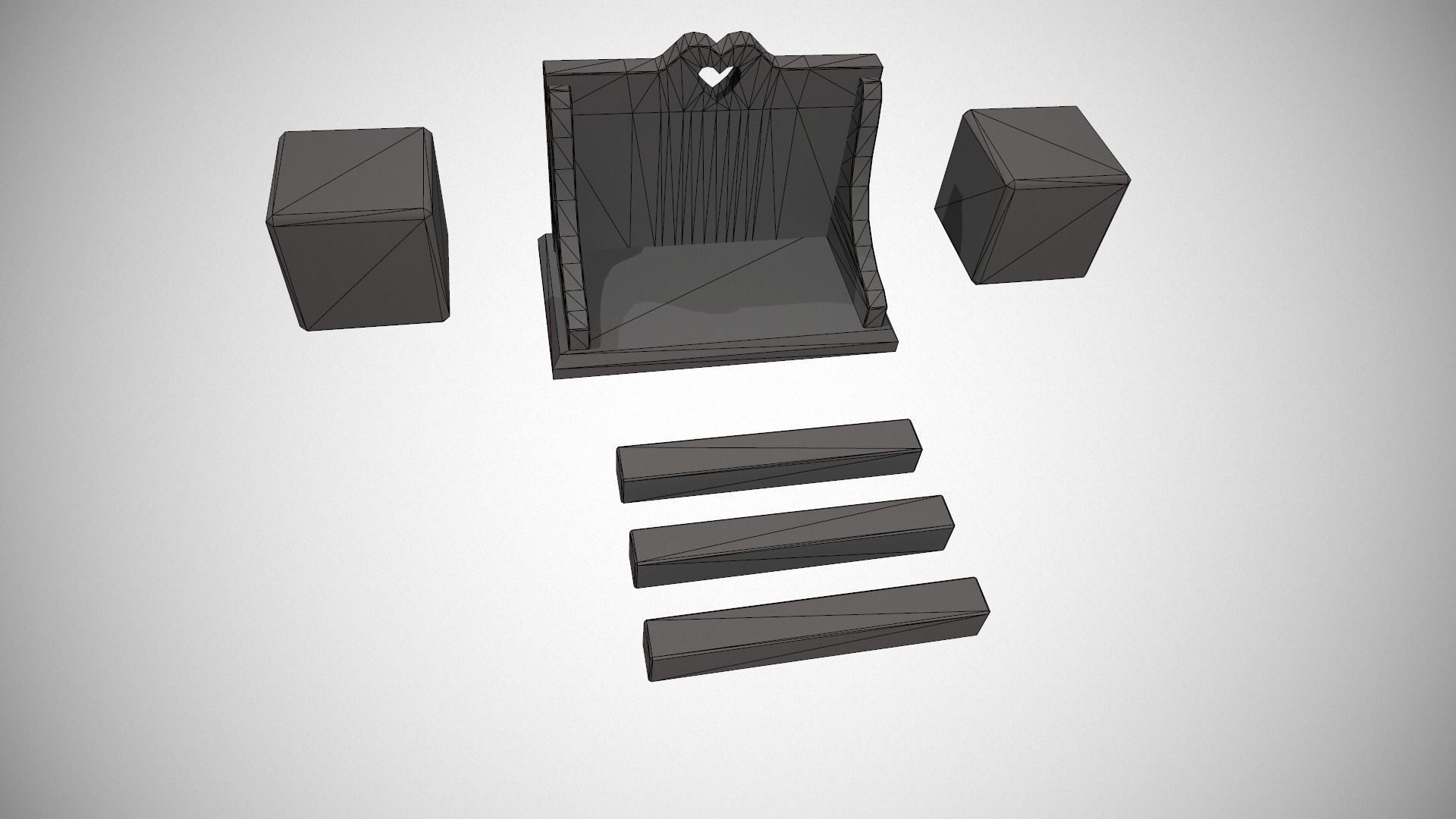 Light Blue Perpetual Wooden Block Calendar Low-poly 3D model_28