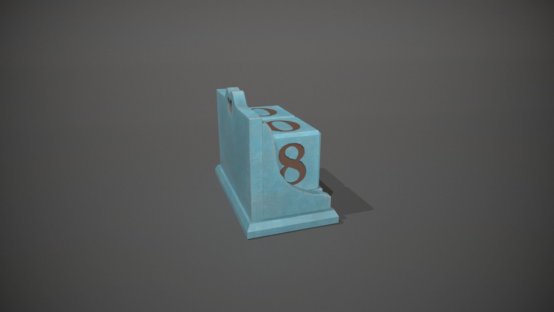 Light Blue Perpetual Wooden Block Calendar Low-poly 3D model_4