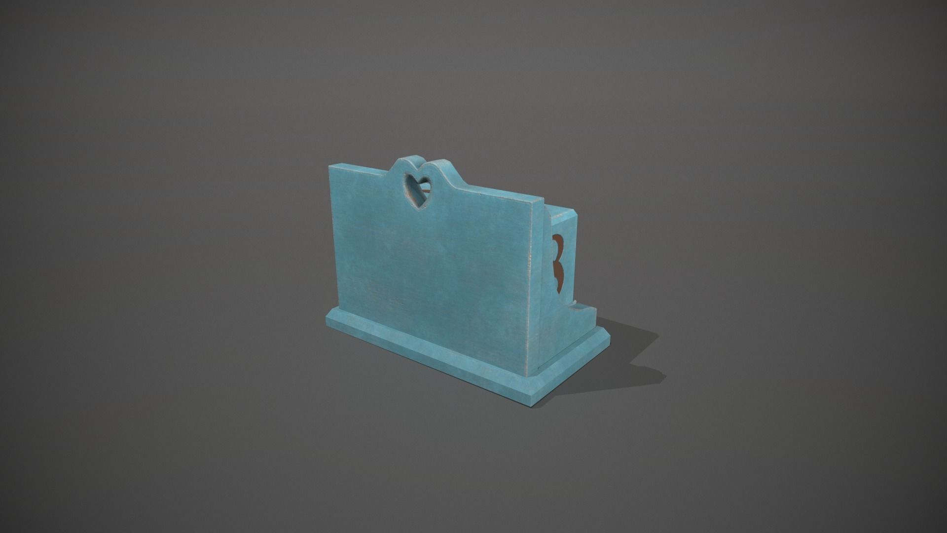 Light Blue Perpetual Wooden Block Calendar Low-poly 3D model_5