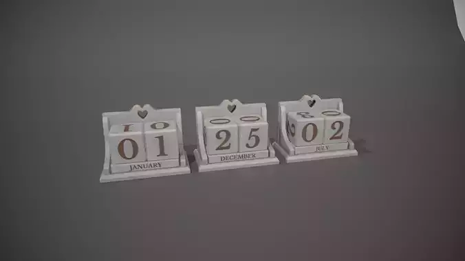 White Perpetual Wooden Block Calendar