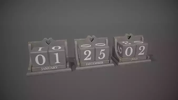 Grey and White Perpetual Wooden Block Calendar