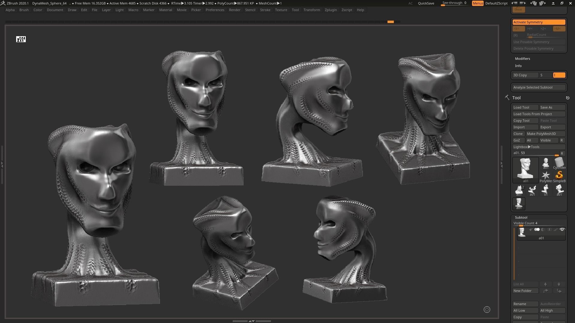 Modern concept head sculpture 3d print model 3D print model_3
