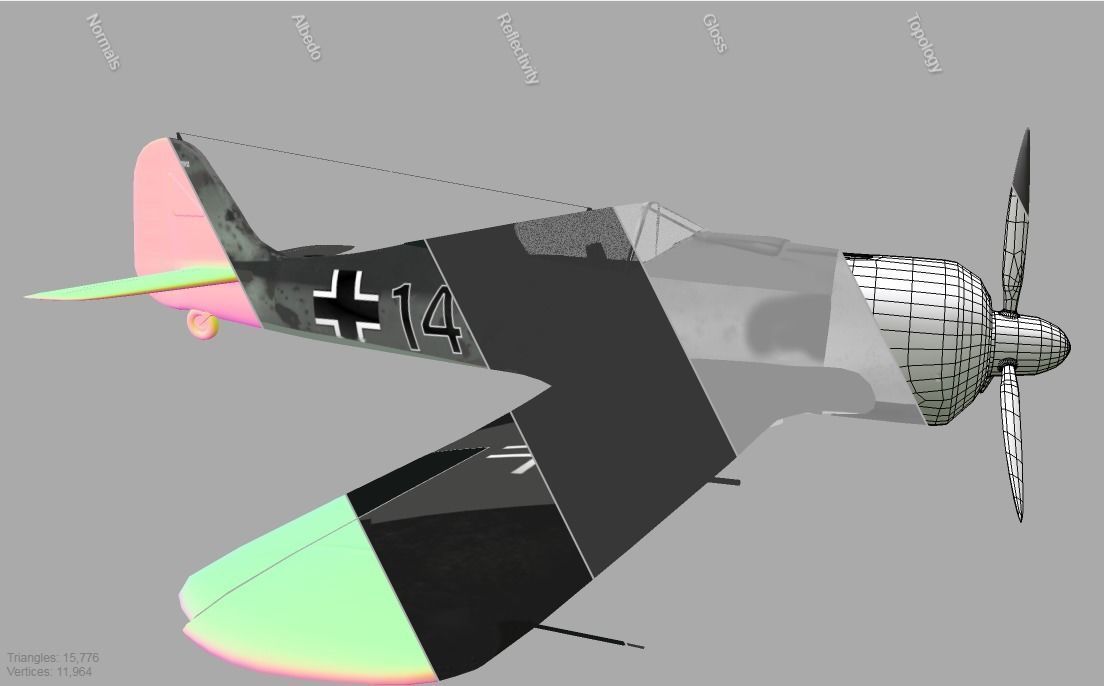 Focke Wulf Fw 190 Plane Low-poly 3D model_15