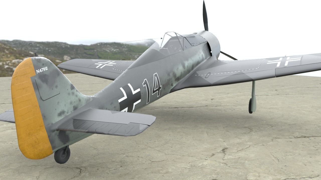 Focke Wulf Fw 190 Plane Low-poly 3D model_7