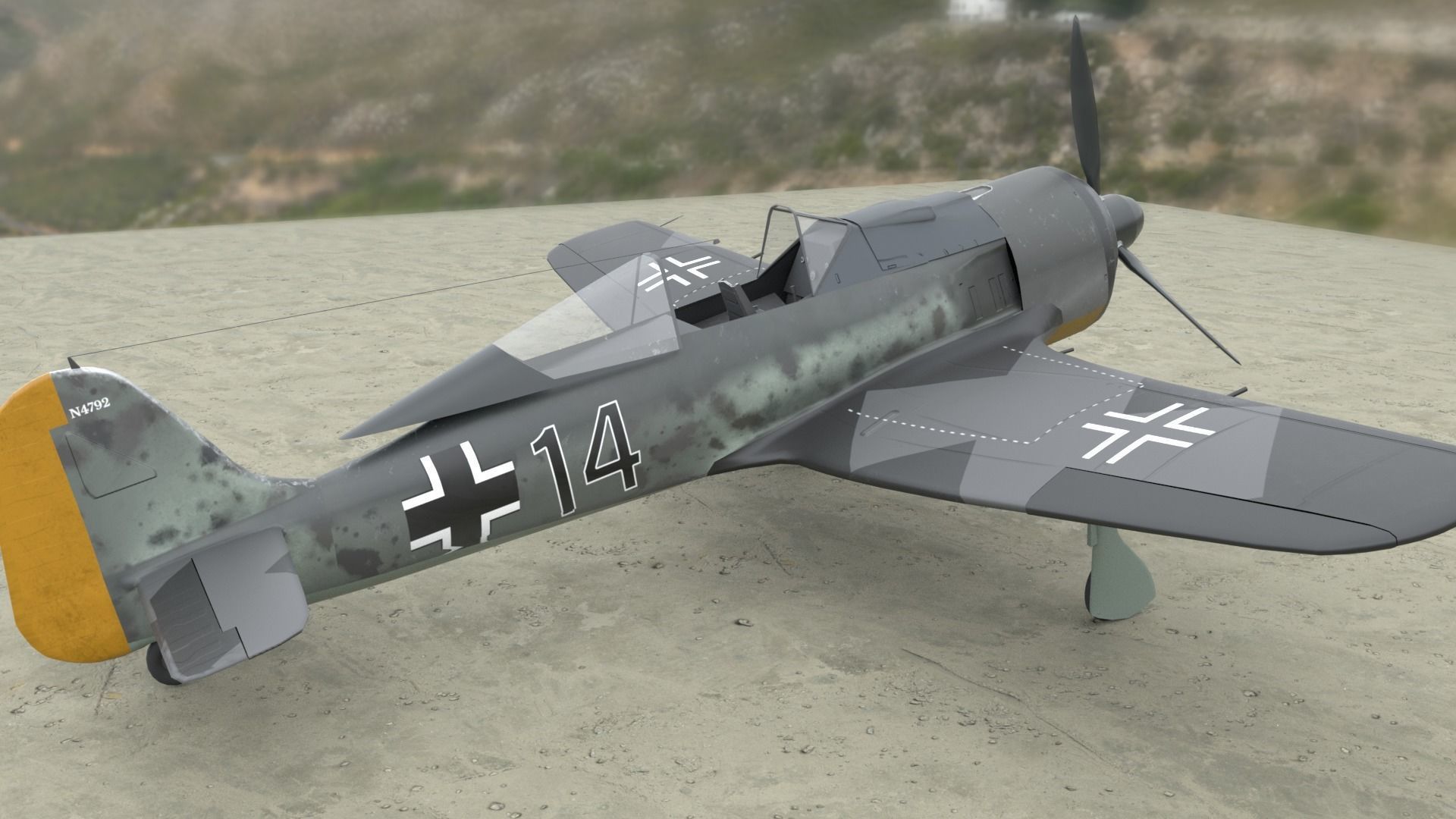 Focke Wulf Fw 190 Plane Low-poly 3D model_6