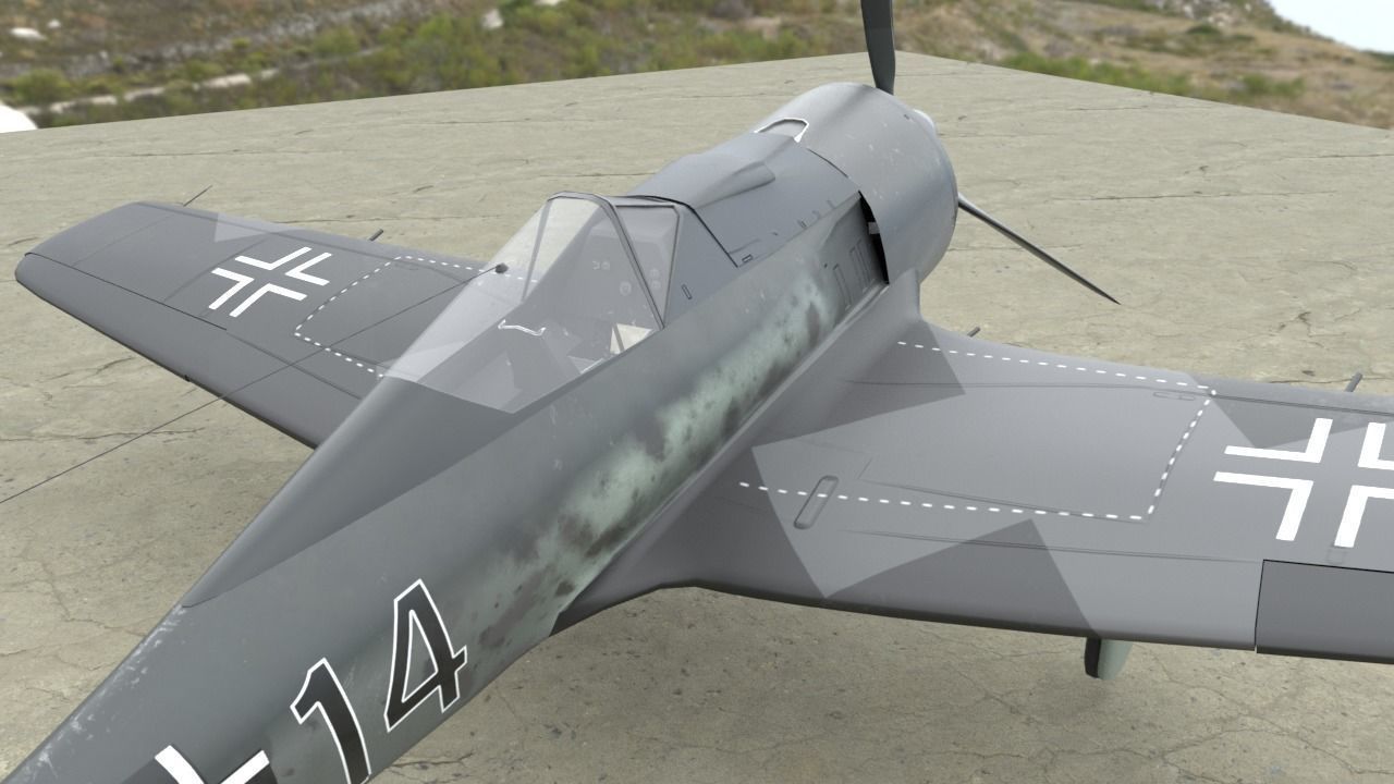 Focke Wulf Fw 190 Plane Low-poly 3D model_8