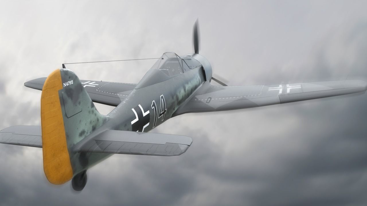 Focke Wulf Fw 190 Plane Low-poly 3D model_2