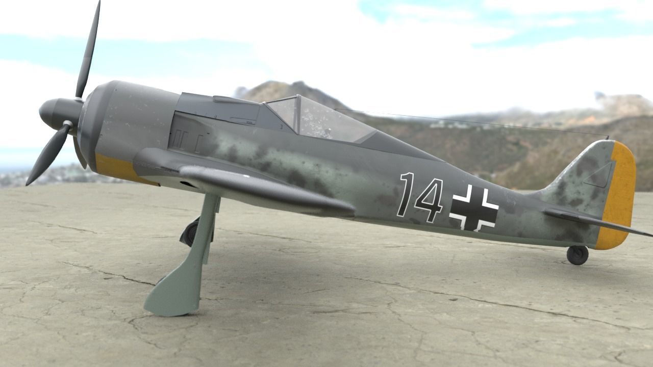 Focke Wulf Fw 190 Plane Low-poly 3D model_9