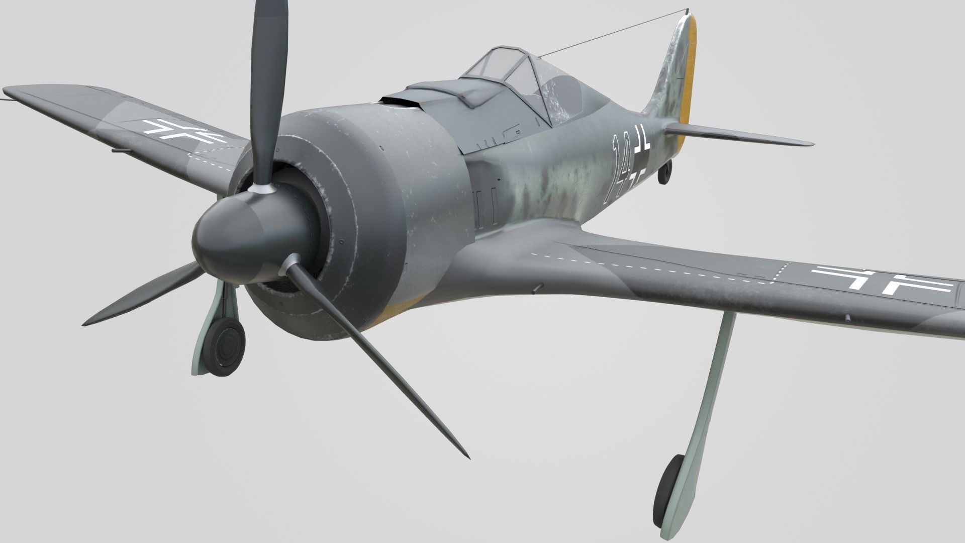 Focke Wulf Fw 190 Plane Low-poly 3D model_10