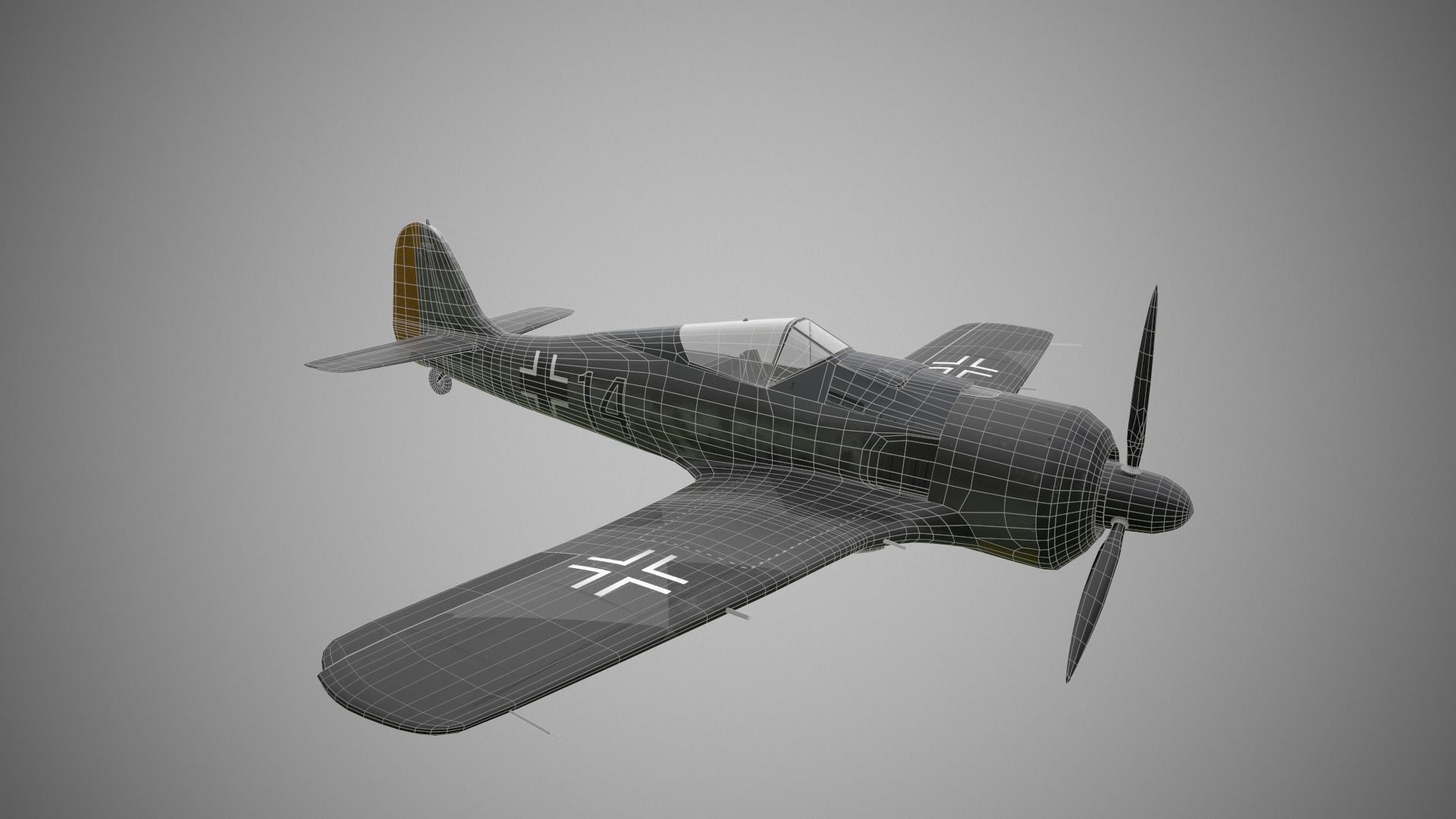 Focke Wulf Fw 190 Plane Low-poly 3D model_12
