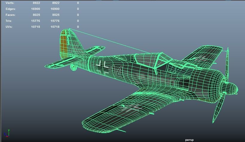 Focke Wulf Fw 190 Plane Low-poly 3D model_4